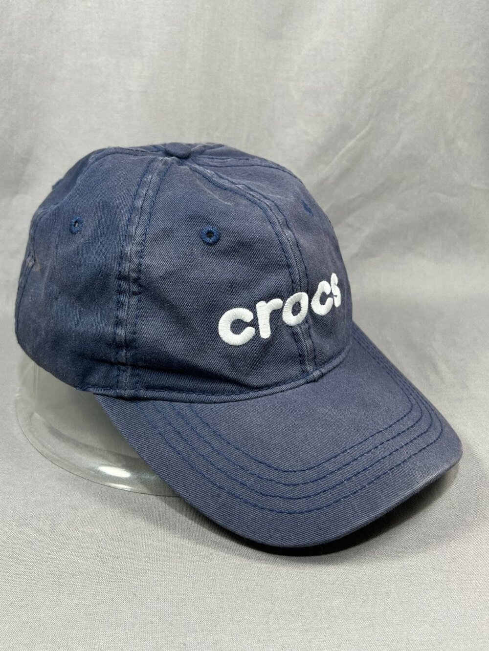 Crocs Strapback Hat Cap Navy Baseball Distressed Adjustable Advertising Dad Mens